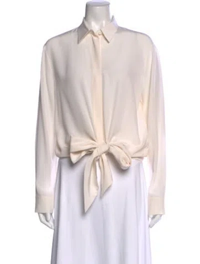 Pre-owned Givenchy Silk Long Sleeve Button-up Top In Neutral