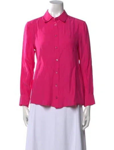 Pre-owned Givenchy Silk Long Sleeve Button-up Top In Pink