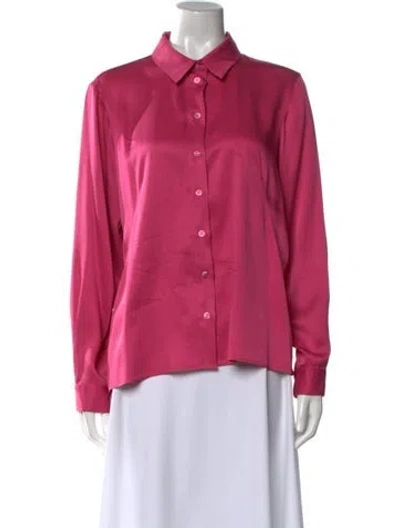 Pre-owned Givenchy Silk Long Sleeve Button-up Top In Red