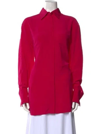 Pre-owned Givenchy Silk Long Sleeve Button-up Top W/ Tags In Pink