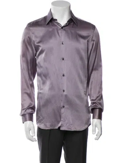 Pre-owned Givenchy Silk Long Sleeve Dress Shirt In Purple