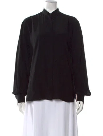 Pre-owned Givenchy Silk Long Sleeve Top In Black