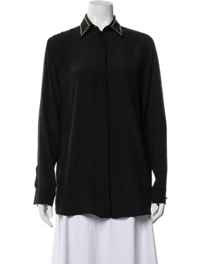 Pre-owned Givenchy Silk Long Sleeve Top In Black