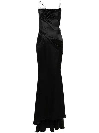 Givenchy Crystal-embellished Draped Maxi Dress In Black