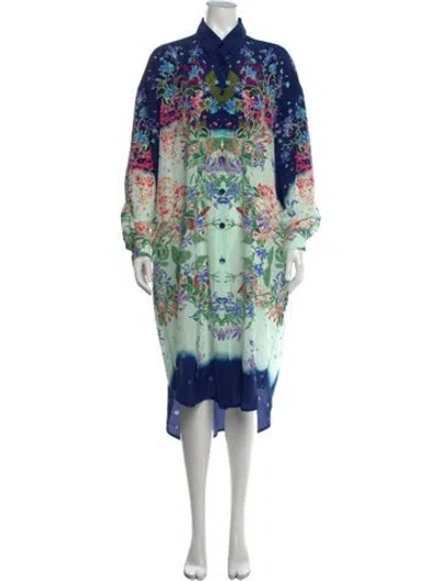 Pre-owned Givenchy Silk Midi Length Dress In Blue