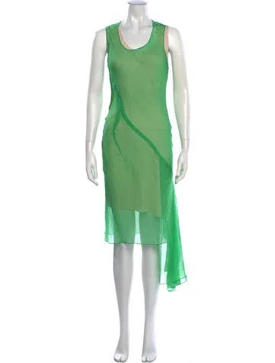 Pre-owned Givenchy Silk Midi Length Dress In Green