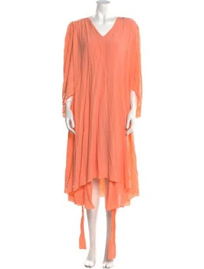 Pre-owned Givenchy Silk Midi Length Dress In Orange
