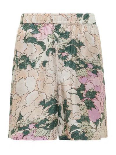 Givenchy Silk Mini Shorts In Beige/green