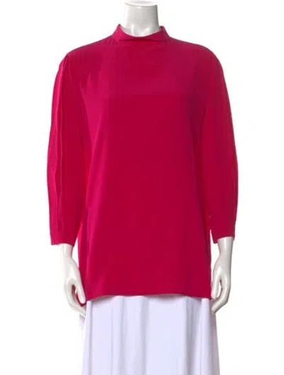 Pre-owned Givenchy Silk Mock Neck Blouse In Pink