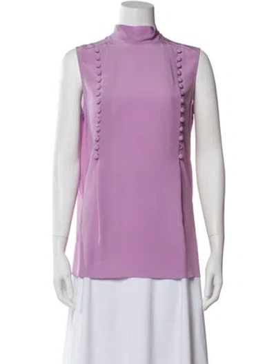 Pre-owned Givenchy Silk Mock Neck Blouse In Purple