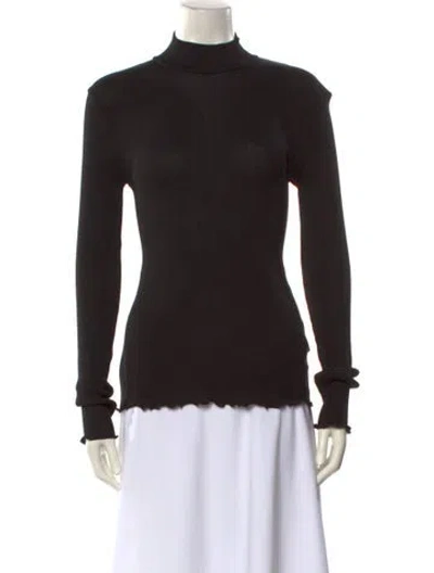 Pre-owned Givenchy Silk Mock Neck Top In Black