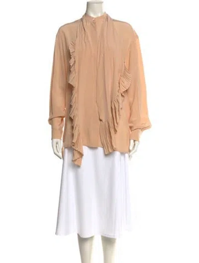 Pre-owned Givenchy Silk Mock Neck Tunic In Neutral