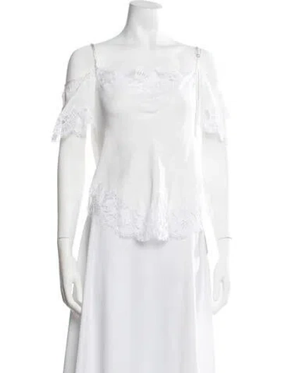 Pre-owned Givenchy Silk Off-the-shoulder Top In White