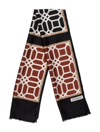 Pre-owned Givenchy Silk Patterned Scarf In Black
