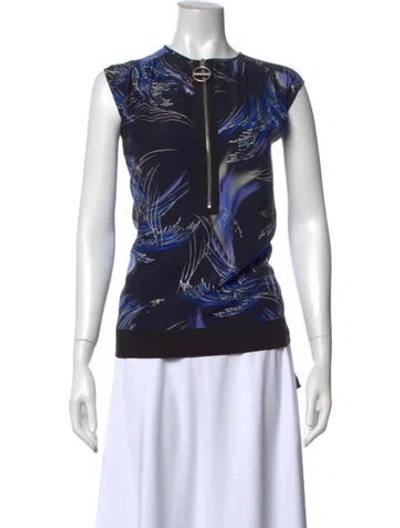Pre-owned Givenchy Silk Patterned Top In Blue