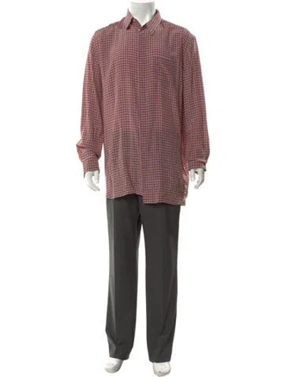 Pre-owned Givenchy Silk Plaid Print Shirt In Pink