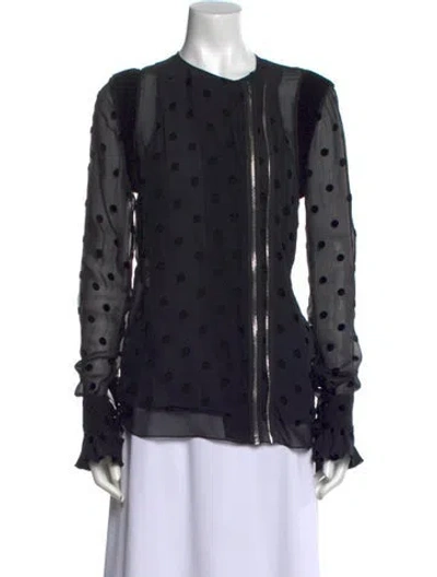 Pre-owned Givenchy Silk Polka Dot Print Button-up Top In Black