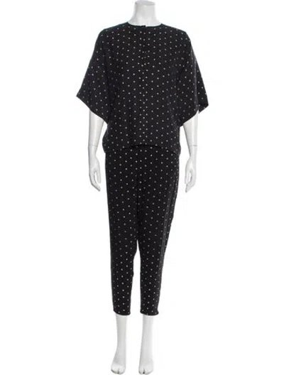 Pre-owned Givenchy Silk Polka Dot Print Pant Set In Black
