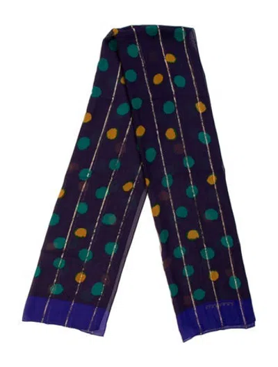 Pre-owned Givenchy Silk Polka Dot Print Scarf In Blue