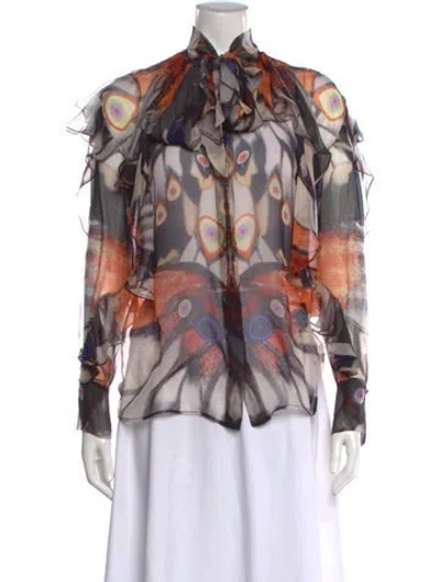 Pre-owned Givenchy Silk Printed Blouse In Orange