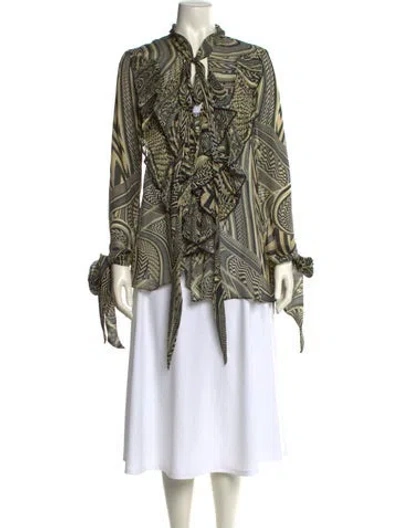 Pre-owned Givenchy Silk Printed Blouse In Yellow