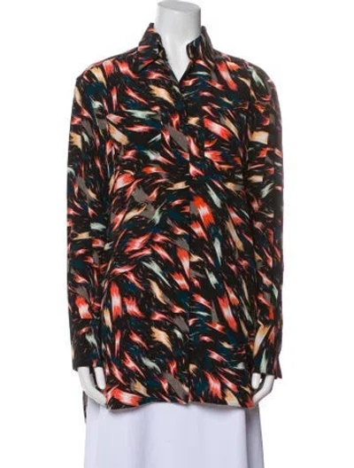 Pre-owned Givenchy Silk Printed Button-up Top In Black