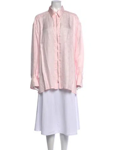 Pre-owned Givenchy Silk Printed Button-up Top In Pink
