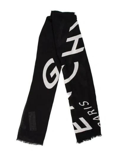 Pre-owned Givenchy Silk Printed Scarf In Black