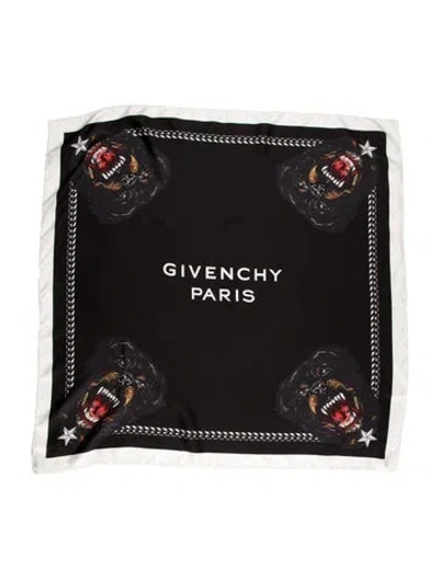 Pre-owned Givenchy Silk Printed Scarf In Black
