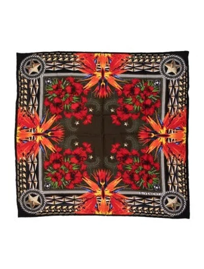 Pre-owned Givenchy Silk Printed Scarf In Black