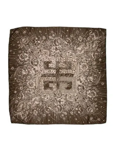 Pre-owned Givenchy Silk Printed Scarf In Brown