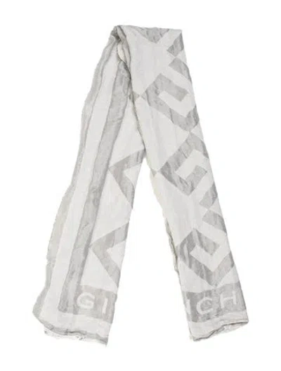 Pre-owned Givenchy Silk Printed Scarf In Gray