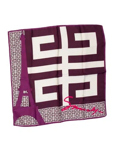 Pre-owned Givenchy Silk Printed Scarf In Purple
