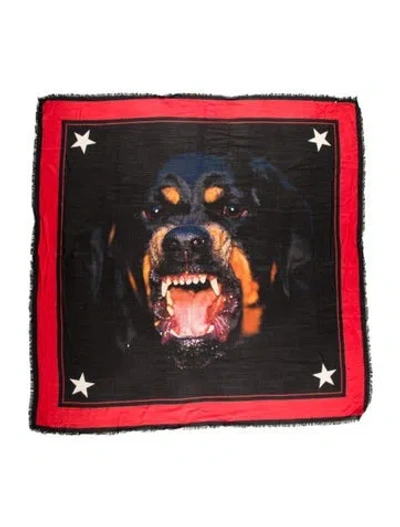 Pre-owned Givenchy Silk Printed Shawl In Black
