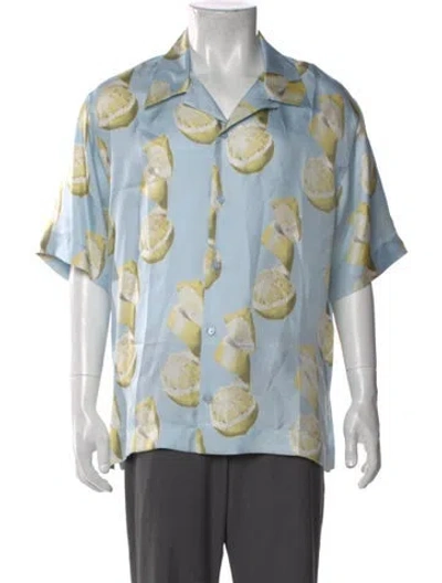 Pre-owned Givenchy Silk Printed Shirt W/ Tags In Blue