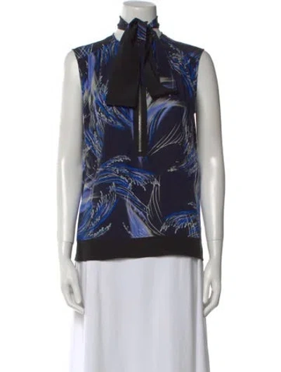 Pre-owned Givenchy Silk Printed Top In Blue