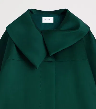 Givenchy Silk Satin Sculptural Coat In Green