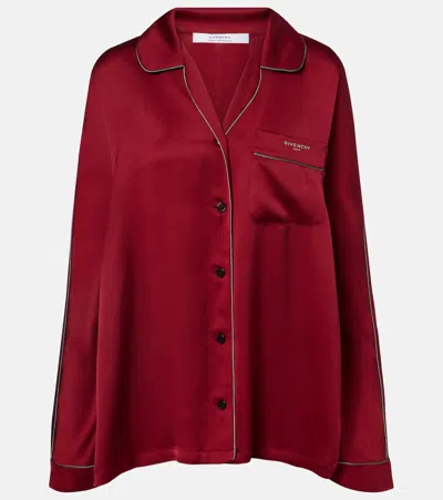 Givenchy Silk Satin Shirt In Red