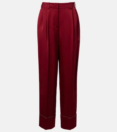 Givenchy Silk Satin Wide-leg Pants In Red