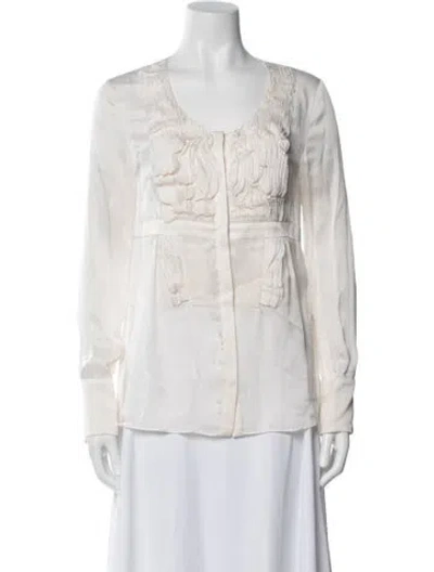 Pre-owned Givenchy Silk Scoop Neck Blouse In Neutral