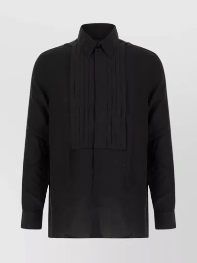 GIVENCHY SILK SHIRT WITH FRONT PLEATS AND POINTED COLLAR
