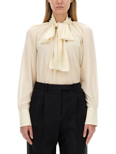 Givenchy Silk Shirt With Lavalliu00c9re Collar In Neutral
