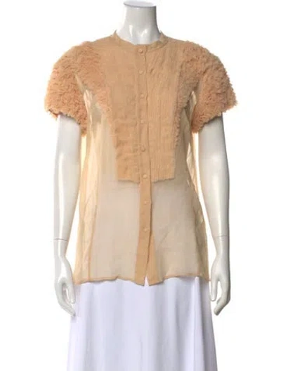 Pre-owned Givenchy Silk Short Sleeve Blouse In Neutral