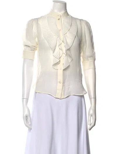Pre-owned Givenchy Silk Short Sleeve Blouse In Neutrals