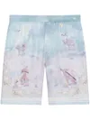 Givenchy Printed Bermuda Shorts In Silk In 蓝色