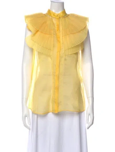 Pre-owned Givenchy Silk Sleeveless Blouse In Yellow