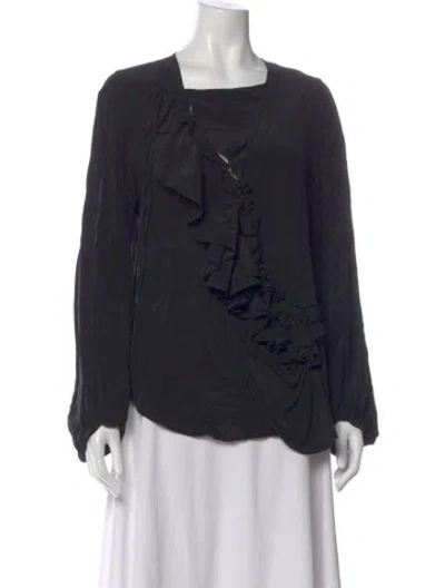 Pre-owned Givenchy Silk Square Neckline Blouse In Black