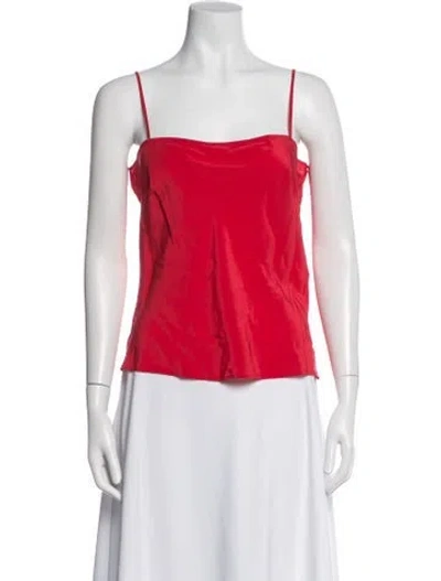 Pre-owned Givenchy Silk Square Neckline Top In Red