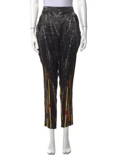 Pre-owned Givenchy Silk Straight Leg Pants In Black