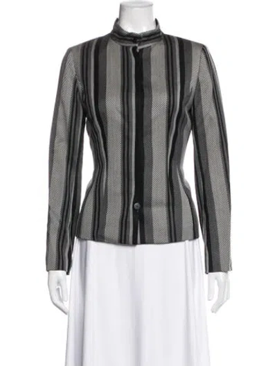 Pre-owned Givenchy Silk Striped Jacket In Grey